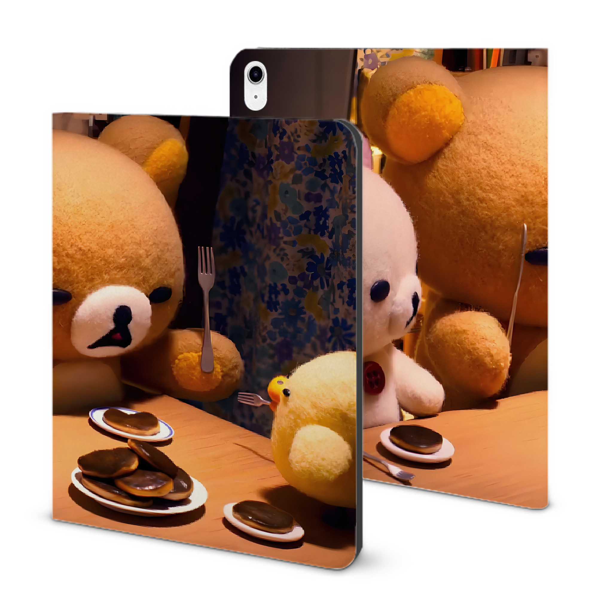 （画像用） リラックマ リラックマ キイロイトリ Rilakkuma Korilakkuma Kiiroitori IPad ケース ブック型 PUレザー TPU 耐衝撃 軽量 薄型 ペン収納なし 全面保護 IPad 各モデル対応